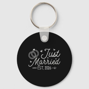 Wedding Engagement Bride Groom Just Married 2026 Key Ring