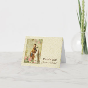 Wedding Engagement Bride Groom Religious Vintage Thank You Card