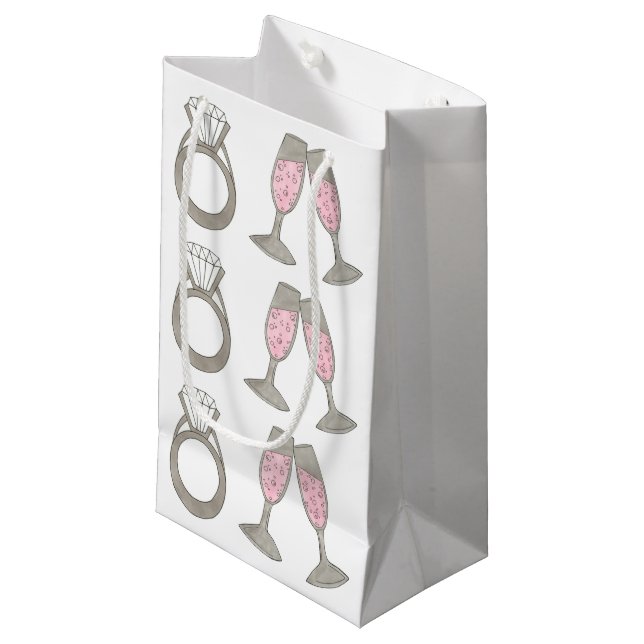 Wedding Engagement Bride Ring Champagne Gift Bag (Front Angled)