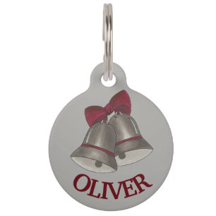 Wedding Engagement Christmas Silver Bells Chimes Pet Tag