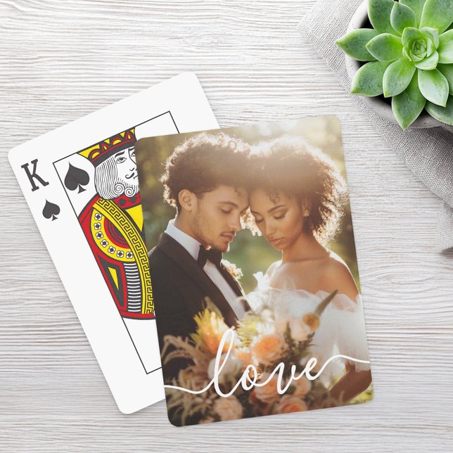 Wedding engagement couple photo love white text playing cards (Wedding engagement couple photo love white text poker cards)