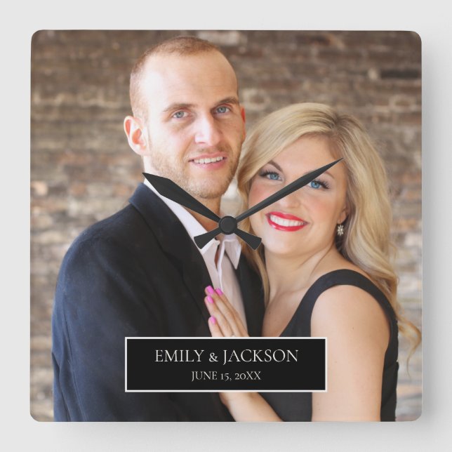 Wedding Engagement Custom Photo  Square Wall Clock (Front)