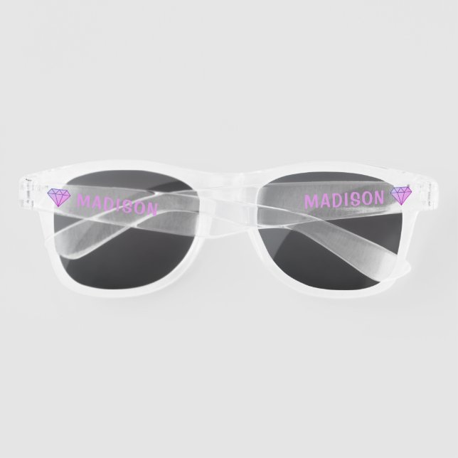 Wedding Engagement Diamond Chic Personalised Name Sunglasses (Back)