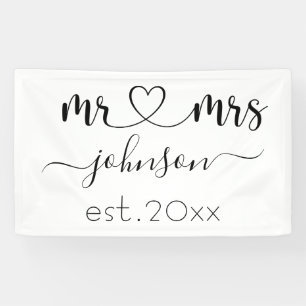 Wedding Engagement Heart Mr Mrs Personalised Name Banner