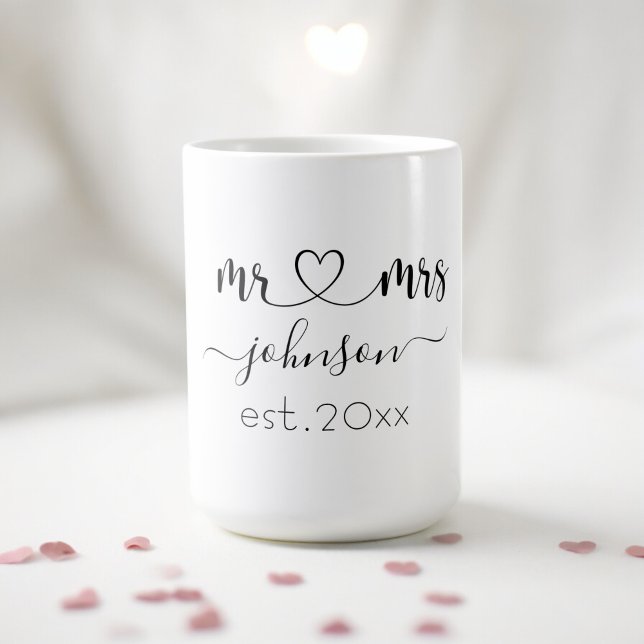 Wedding Engagement Heart Mr Mrs Personalised Name  Coffee Mug (Creator Uploaded)