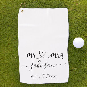 Wedding Engagement Heart Mr Mrs Personalised Name Golf Towel
