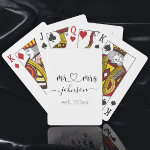 Wedding Engagement Heart Mr Mrs Personalised Name Playing Cards