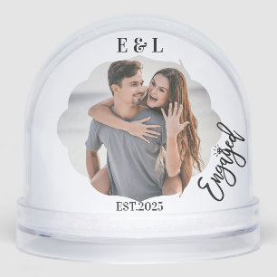 Wedding Engagement Keepsake Photo Couple Initials Snowglobe