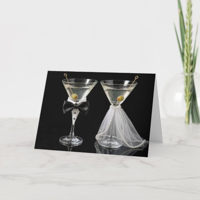 Wedding Engagement Martini Cocktails Card (Front)