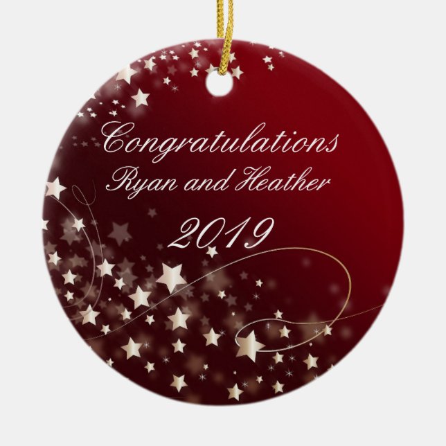 Wedding Engagement New Home Red Ceramic Tree Decoration (Front)