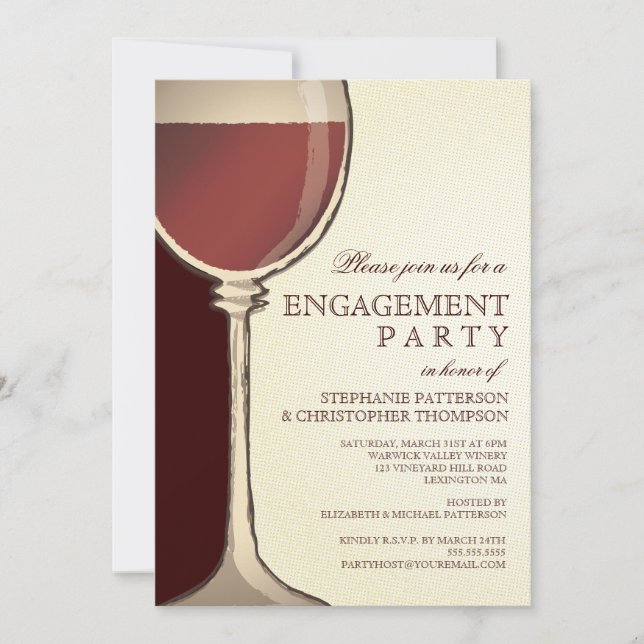 Wedding Engagement Party Aged Wine Themed Invitation (Front)