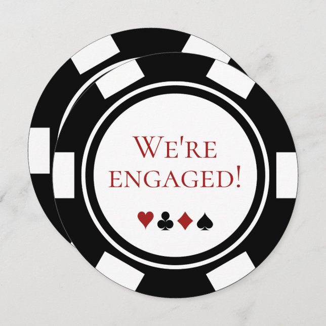 Wedding Engagement Party Black White Poker Chip Invitation (Front/Back)