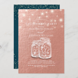 Wedding Engagement Party Chic Mason Jars Rose Gold Invitation