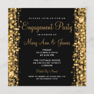 Wedding Engagement Party Sparkles Gold Invitation