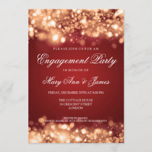 Wedding Engagement Party Sparkling Lights Gold Invitation
