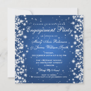 Wedding Engagement Winter Sparkle Blue Invitation