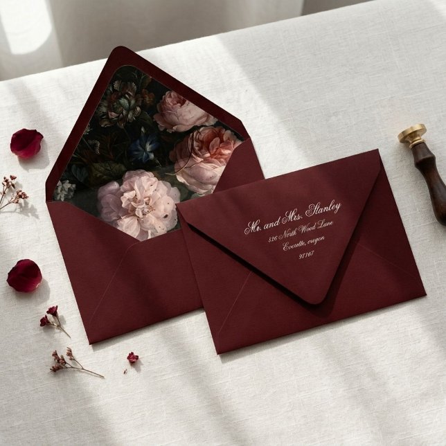 Wedding Envelope Back - Burgundy & Gold Regency  (Creator Uploaded)