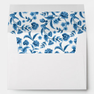 Wedding Envelope Blue White Chintz Floral Ditsy