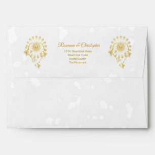 Wedding Envelope Gold Floral Heart Butterflies