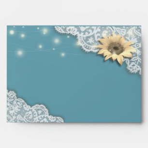 Wedding Envelope Lace Sunflowers String Lights