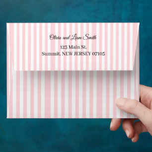 Wedding Envelope Pink & White Stripe