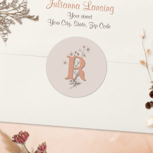 Wedding envelope sticker Rustic Boho Wildflowers