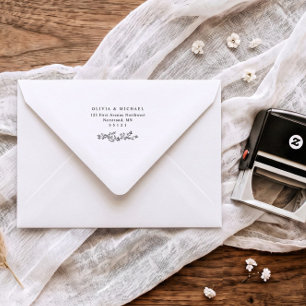 Wedding Envelope Vintage Floral Return Address Self-inking Stamp