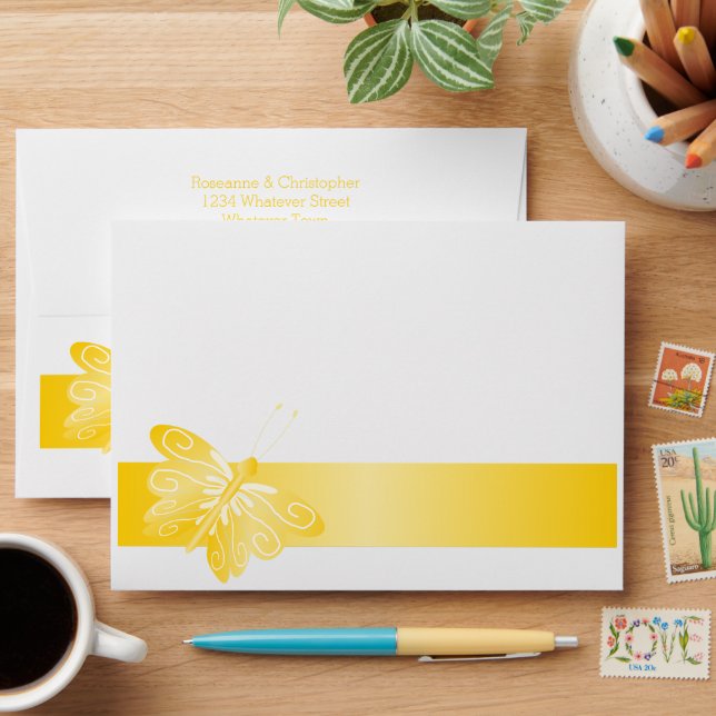 Wedding Envelope Yellow Butterfly (Desk)