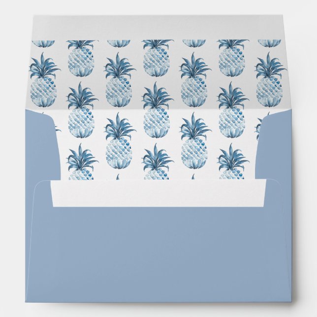 Wedding Envelopes Elegant Dusty Blue Pineapple (Back (Bottom))