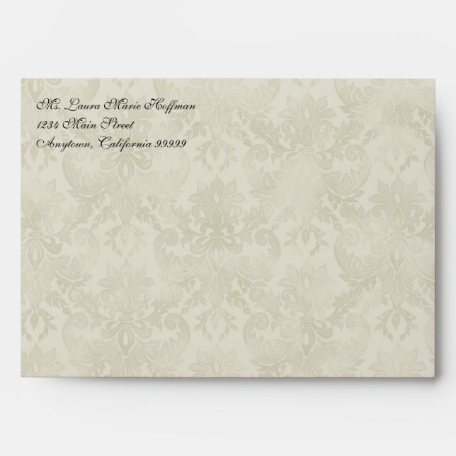 Wedding Envelopes - Impressionist Cream Pink Roses (Front)