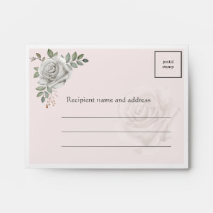 Wedding Envelopes RSVP Return Card Old White Roses