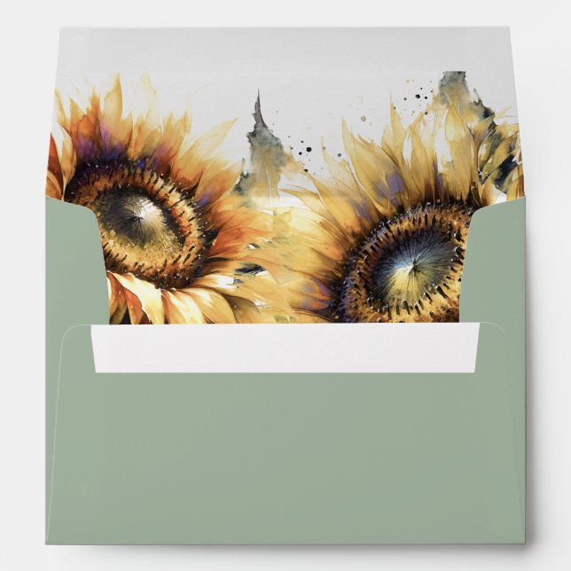 Wedding Envelopes Sage Green & Sunflowers (Back (Bottom))
