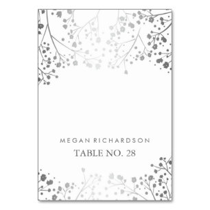 wedding escort cards baby's breath silver - white