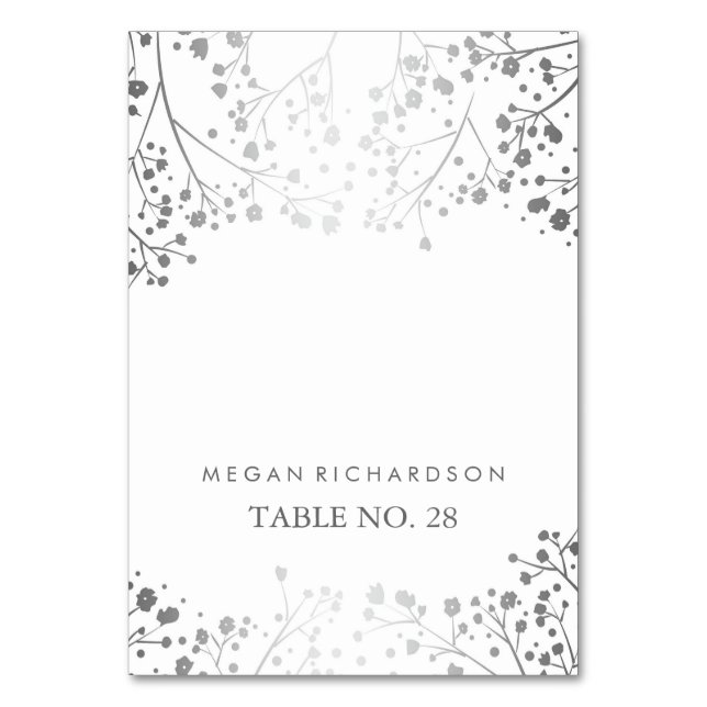wedding escort cards baby's breath silver - white (Front)
