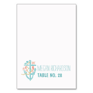wedding escort cards - nautical beach anchor