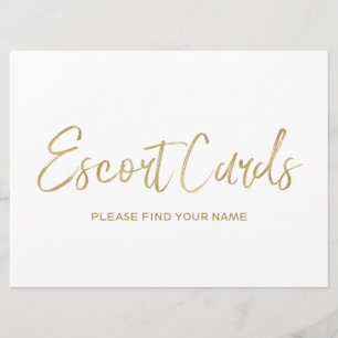Wedding "Escort cards" Sign   Stylish Golden Invitation