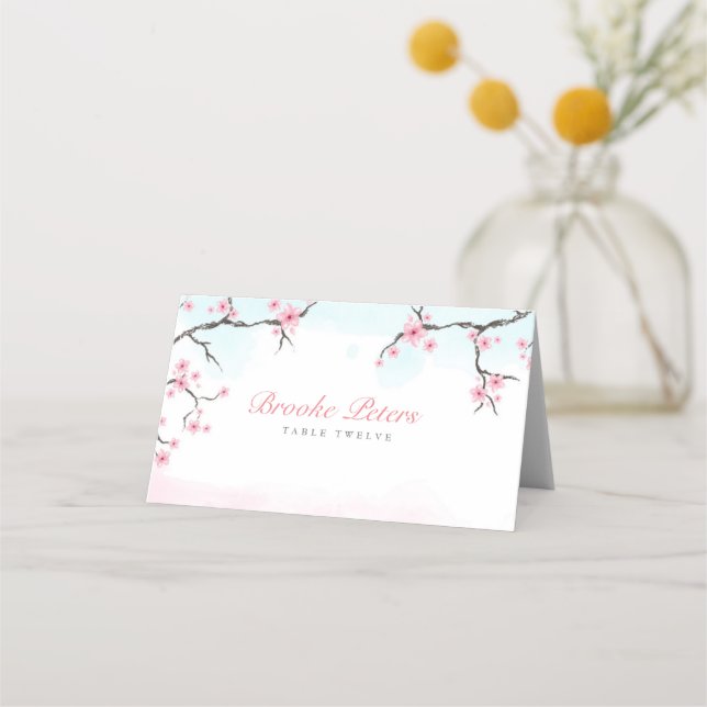 Wedding Escort Cards | Watercolor Cherry Blossom (Front)