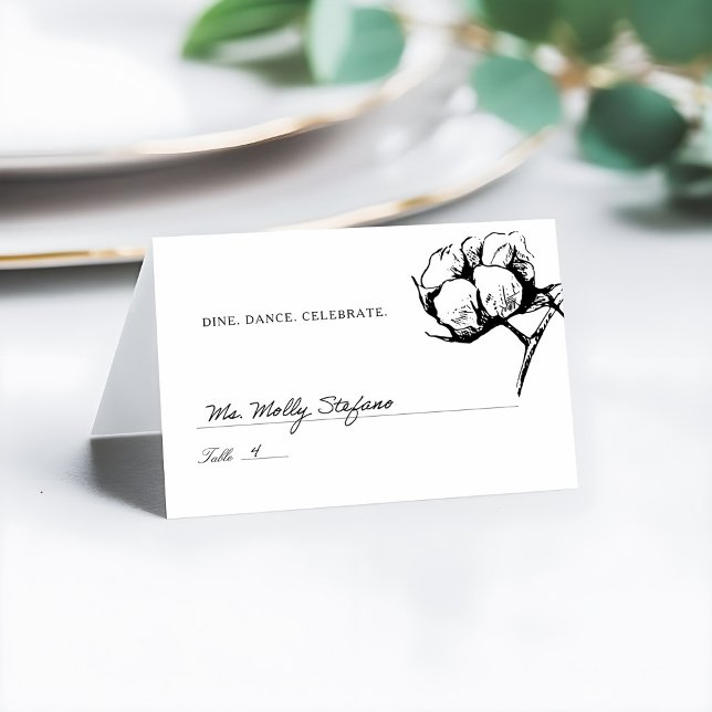 Wedding Escort Place Card | Cotton Boll Etching (Creator Uploaded)