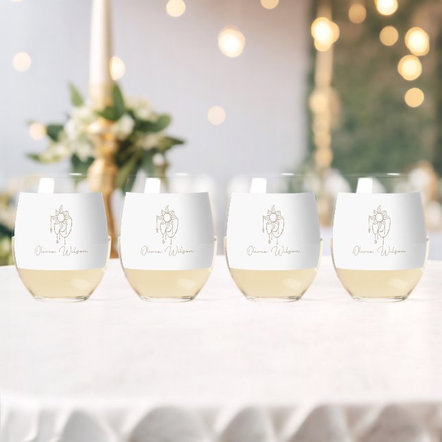 Wedding Etched Drinkware  Stemless Wine Glass (Insitu (Wedding))