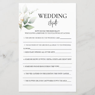 Wedding Etiquette Bridal Shower Game