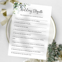 Wedding Etiquette Funny Bridal Shower Game