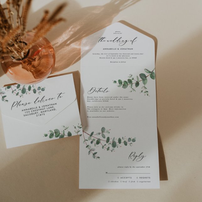 Wedding Eucalyptus botanical invite + rsvp (Creator Uploaded)