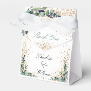 Wedding eucalyptus glitter name thank you favour box