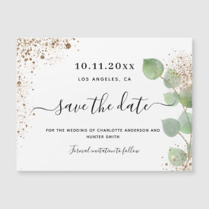 Wedding eucalyptus gold save the date magnet