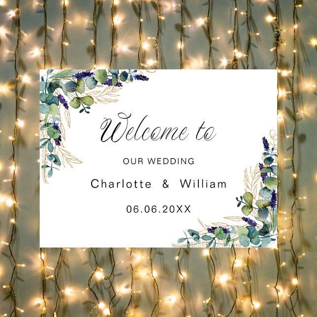 Wedding eucalyptus greenery elegant welcome poster (Creator Uploaded)