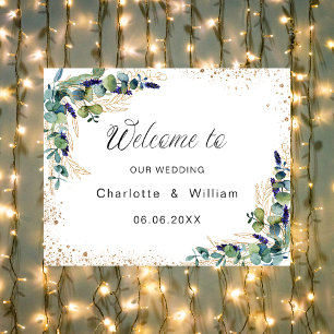 Wedding eucalyptus greenery elegant welcome poster