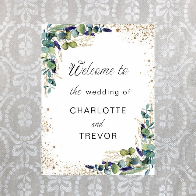 Wedding eucalyptus greenery elegant welcome poster (Creator Uploaded)