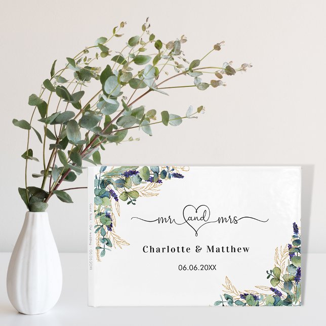 Wedding eucalyptus greenery monogram script guest book (Creator Uploaded)