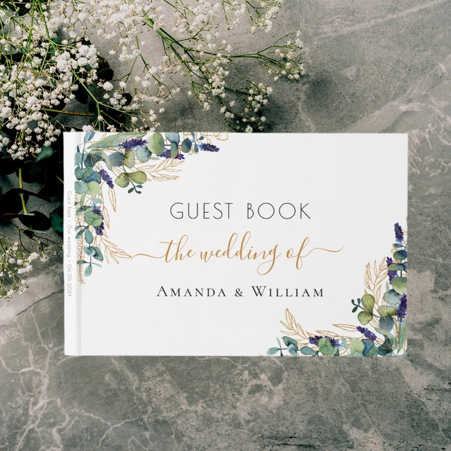 Wedding eucalyptus greenery monogram script guest book (Creator Uploaded)