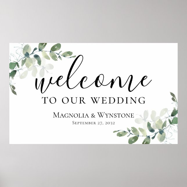 Wedding Eucalyptus Greenery Welcome Poster (Front)